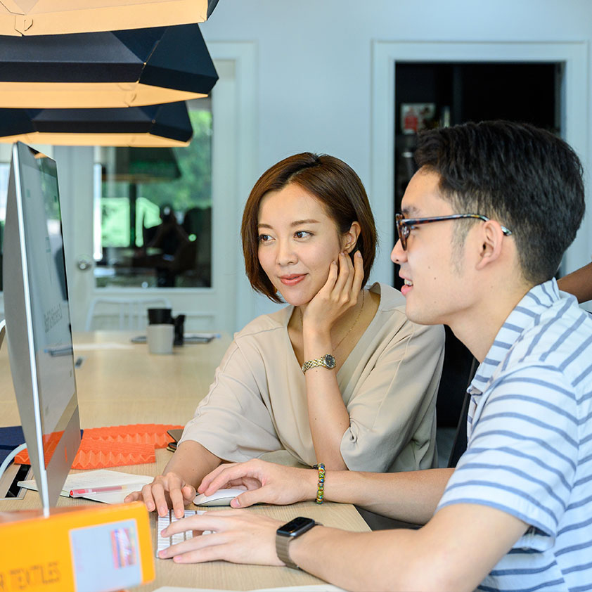 Man and woman at a computer info-8